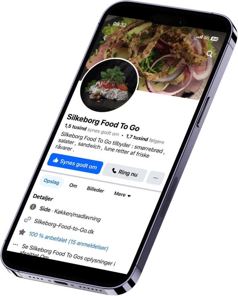Silkeborg Food To Go Facebook-side på smartphone